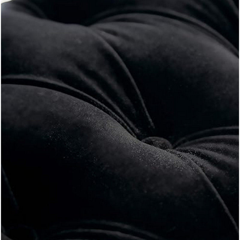 Repose-pieds de banc Kopa, capitonné noir, bois brun, pieds incurvés, 46 po