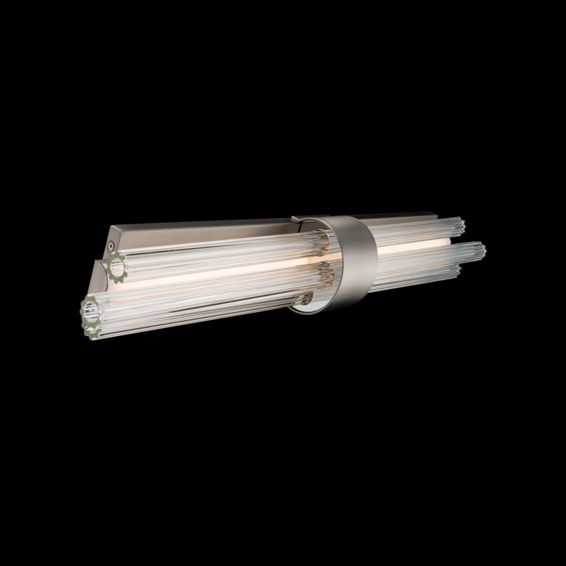 Luzerne 2 - Light Dimmable LED Aged Brass Vanity Light, Brushed Nickel, 28" Height