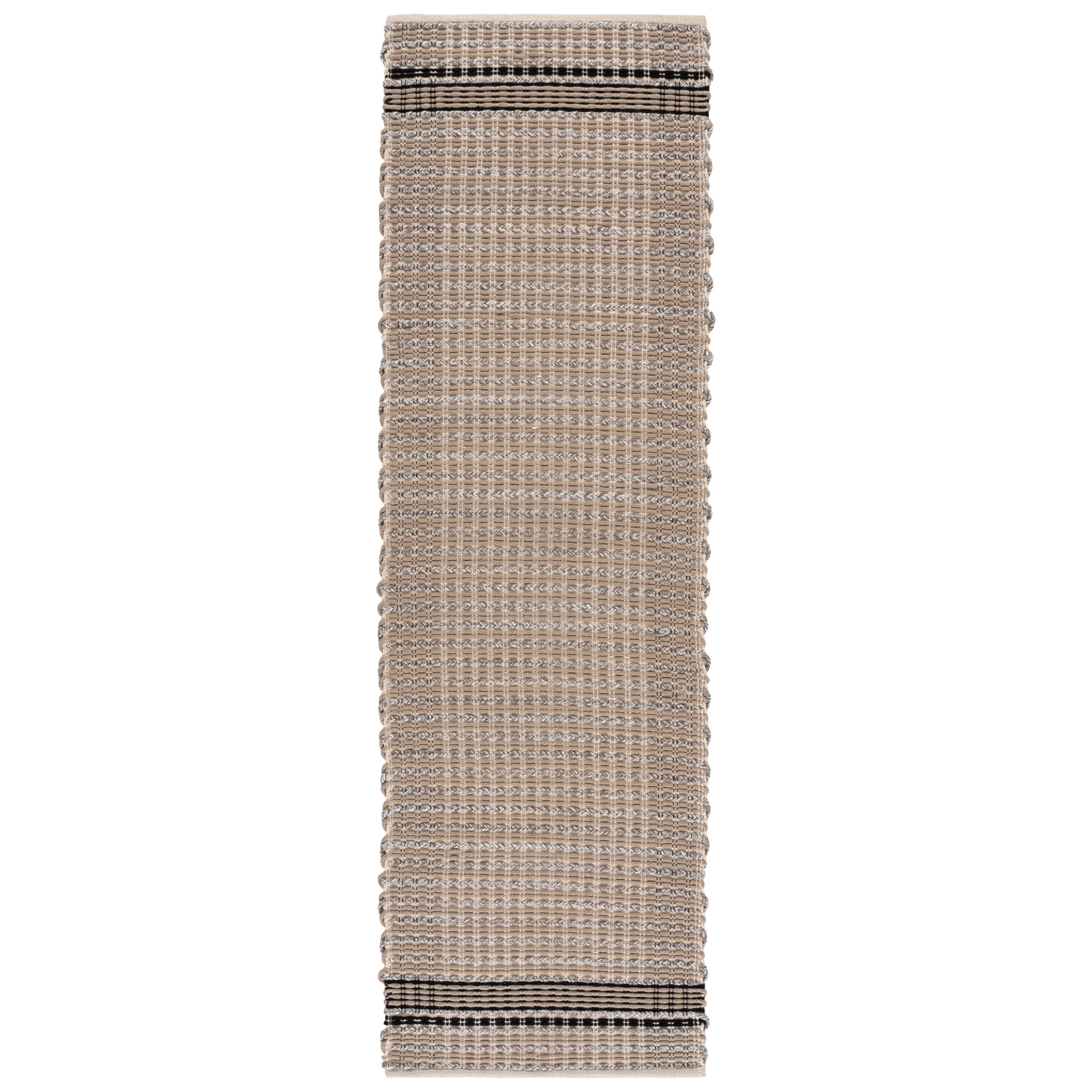 Braided 763 Hand Woven Cotton Pile Striped Rug, Runner 2'3" x 8'