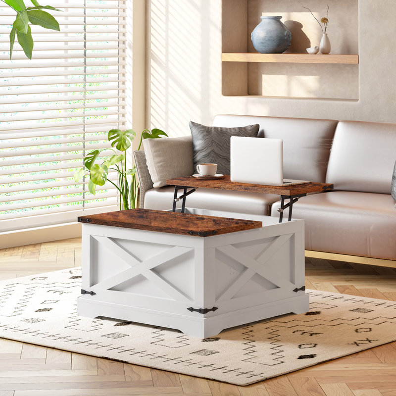 Table basse à plateau relevable avec station de rangement et de charge (table incluse seulement)