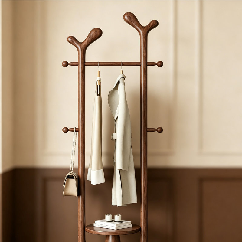 Natural Wood Hall Tree Coat Rack