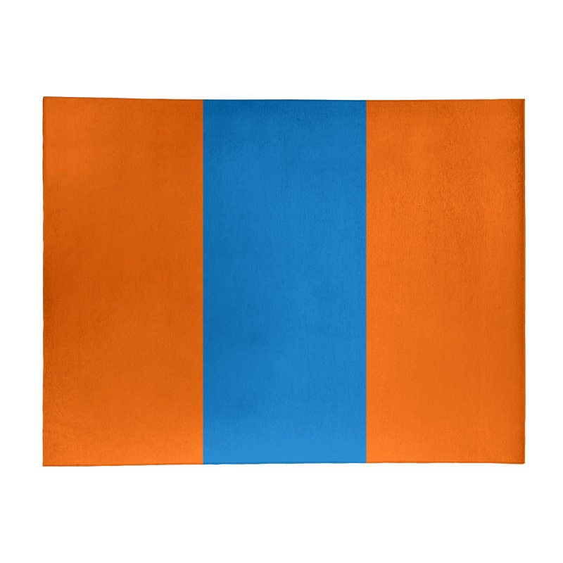 Tapis orange/bleu tissé à plat Miami, Rectangle 9 pi x 12 pi