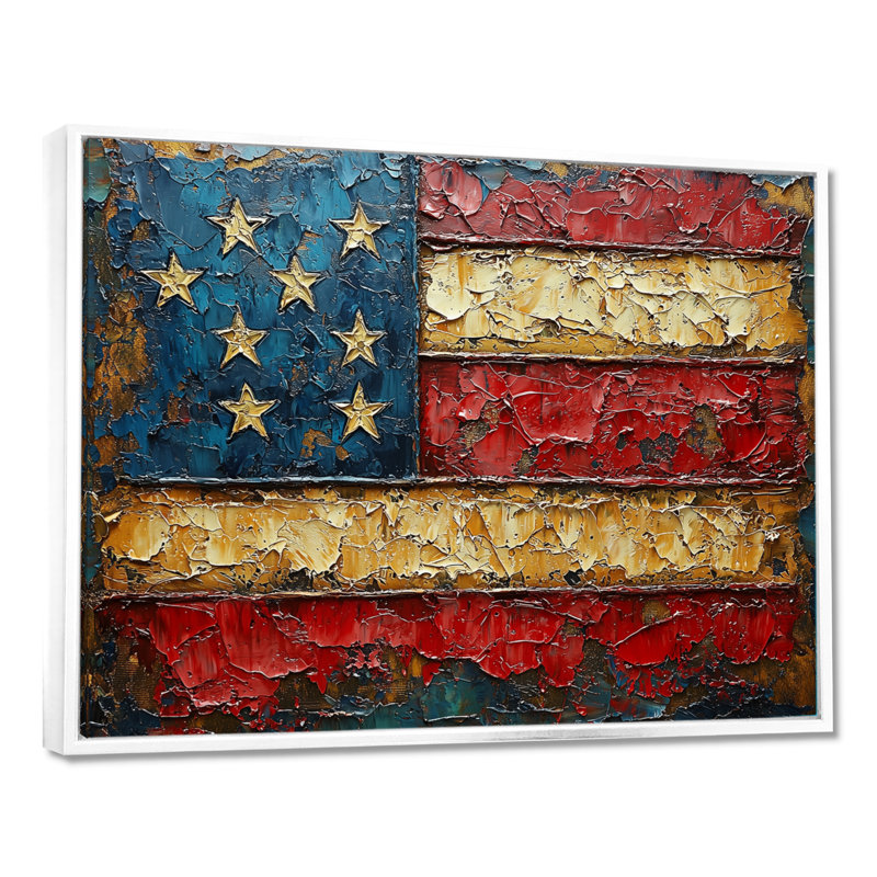 «Kulwinder - USA Patriotist», art mural, Impression encadrée flottante, H 16 po x l 32 po, Blanc