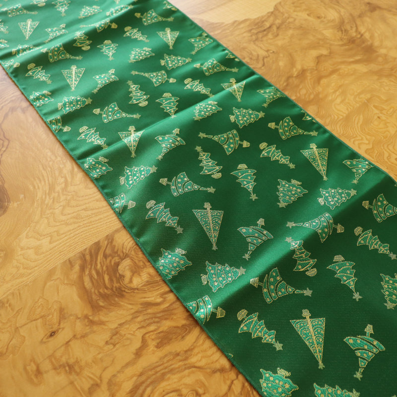 Campden Floral Christmas Table Runner, 120" L x 12" W, Green
