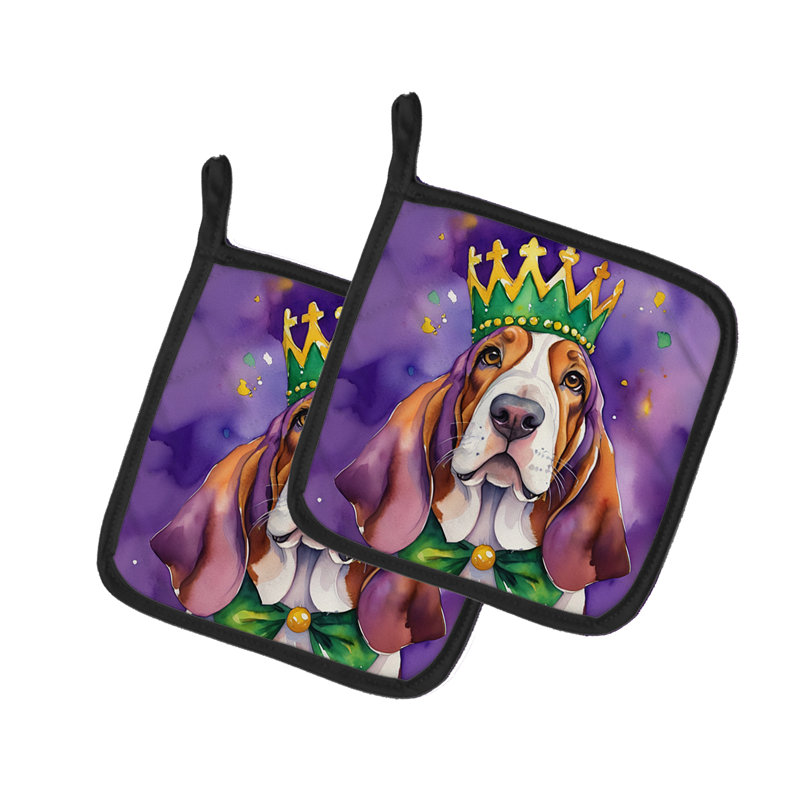 Paire de poignées Basset Hound King of Mardi Gras