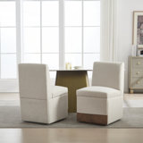 360 Degree Swivel Upholstered Dining Chairs Set of 2 with Hidden Storage for Living