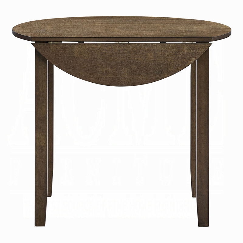 Round Dining Table with Drop Leaf, Brown