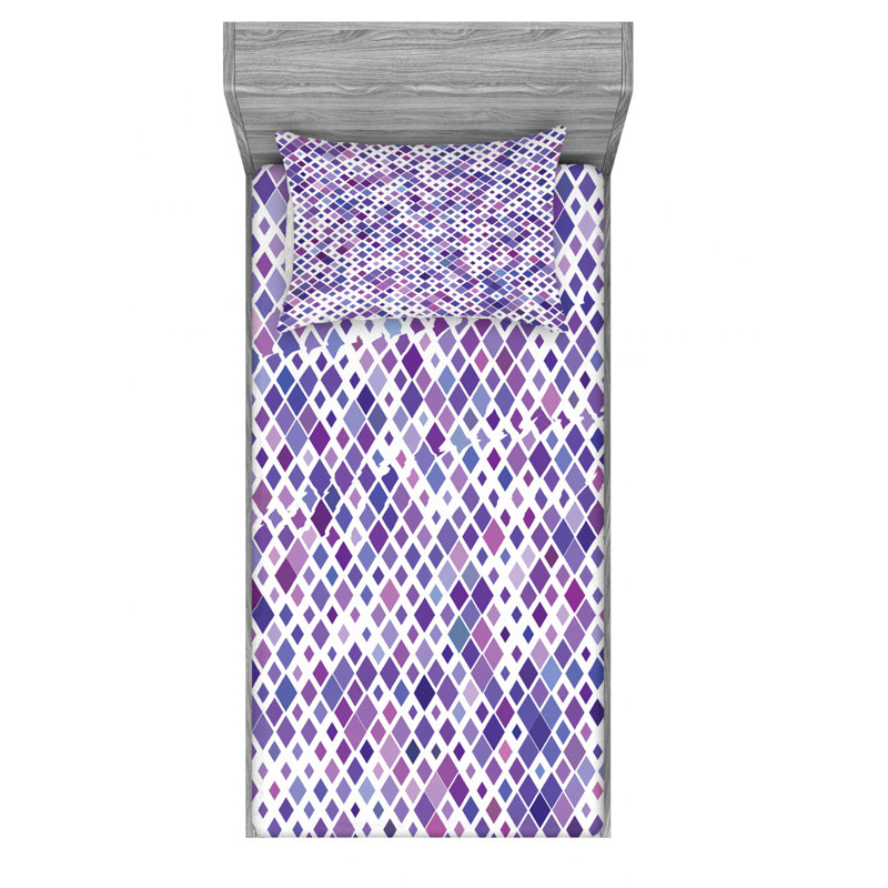 Microfiber Geometric Sheet Set, Twin XL Sheet Set with 1 Pillowcase