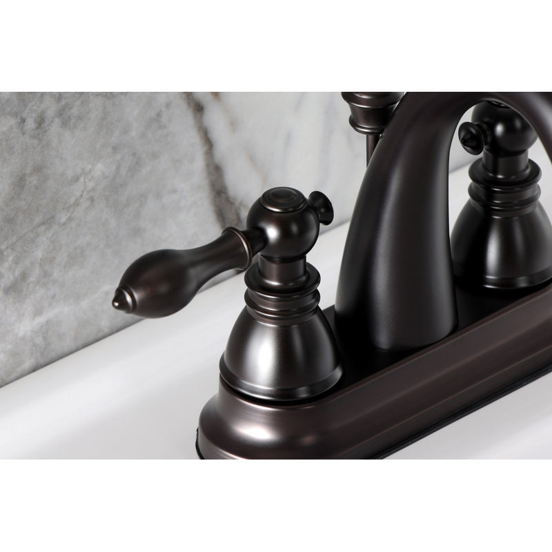 Robinet de salle de bain central à 4 poignées à 3 trous à fixation sur le comptoir avec robinet escamotable en plastique Kingston