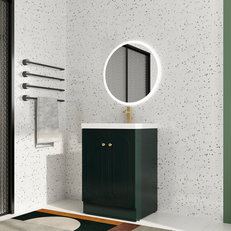 Meuble-lavabo simple 24 po avec plateau en résine, Vert