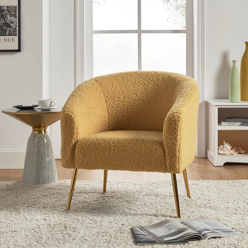 Fauteuil demi-tonneau Dawson, Polyester moutarde 100 %
