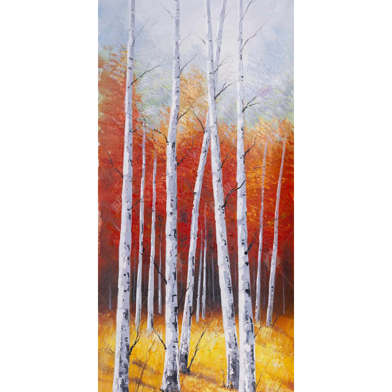 Paysage de forêt d'automne, H 48 po x l 24 po