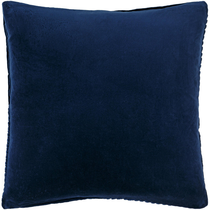 Conrad Cotton Throw Square Pillow Cover & Insert, Down Blend, 18"H x 18"W, Blue