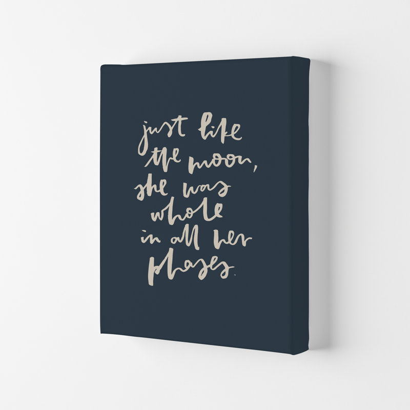Just Like The Moon Lettering Navy by Planeta444 - Print, No Framed, 42cm H x 30cm W x 1cm D
