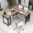 Sharvin Modular L-Shaped Steel Computer Desk with Built-In Electrical Outlet