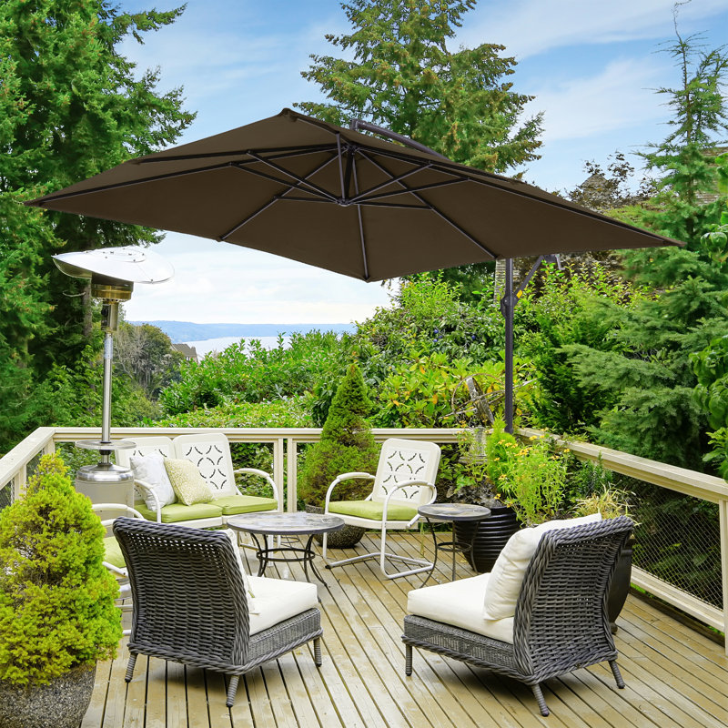 Parasol en porte-à-faux décalé carré de 8,2 pi Avalynn, Taupe