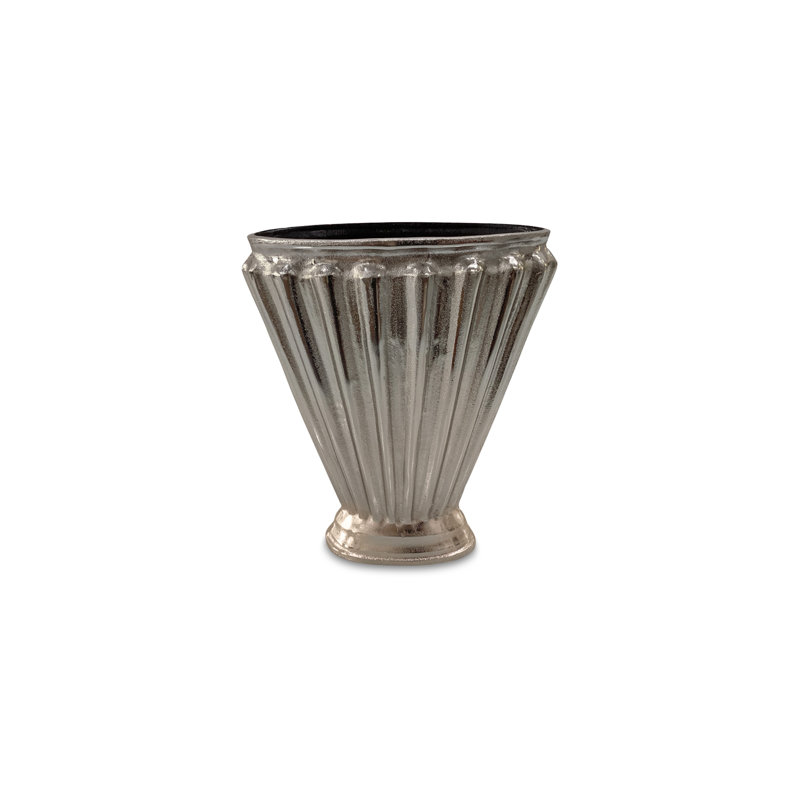 Vase Jade en fonte d'aluminium étain vieilli, Gris