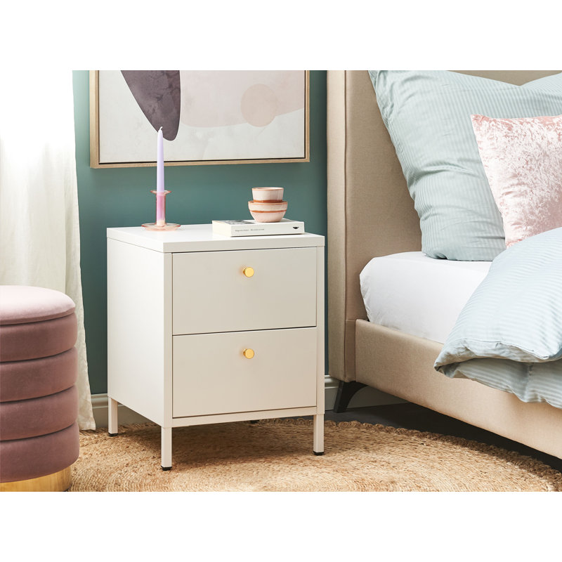 Capsicum 43cm W Steel Bedside Table, White