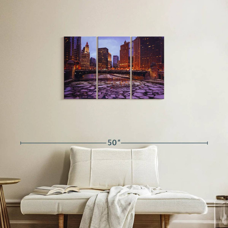Tergel Chicago Frozen River Cityscape, 20" H x 33" W