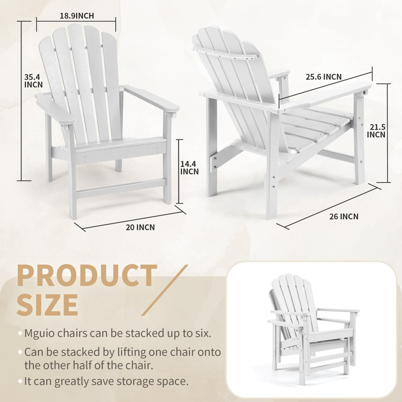 Chaise Adirondack empilable en PEHD Zawadi, Blanc, 2