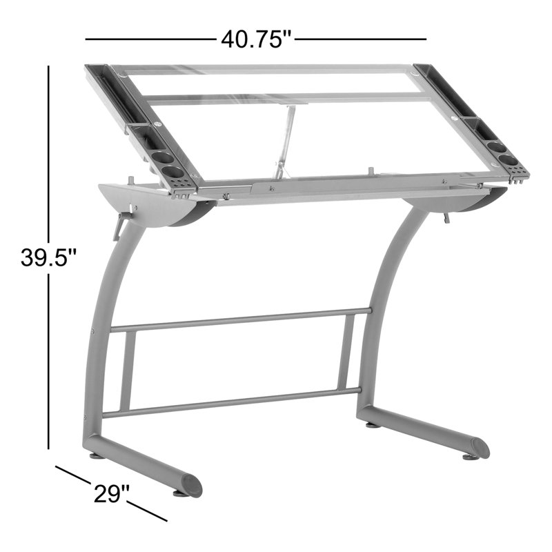 Versatile TriFlex 45" Glass Top Adjustable Drafting Table, Black