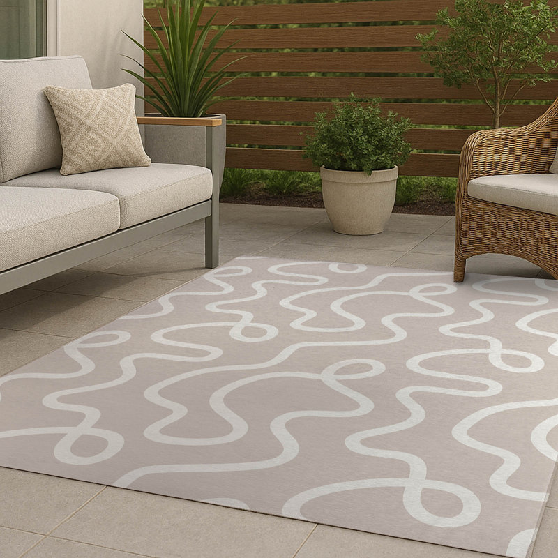 Tapis d'extérieur antidérapant Squig, Rectangulaire 8 pi x 10 pi