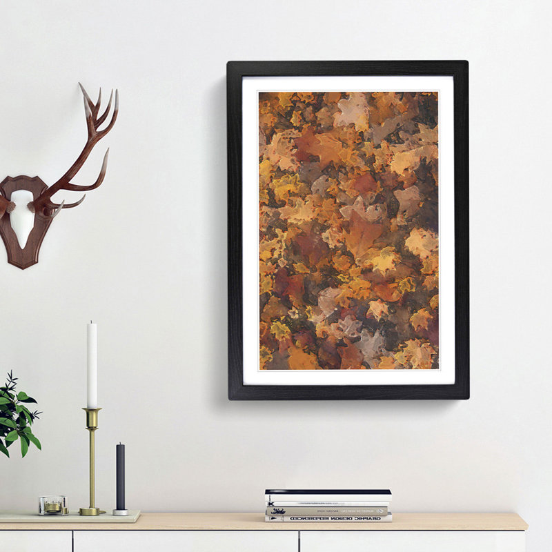 Fallen Leaves - Picture Frame Graphic Art Print, 76cm H x 50cm W x 2cm D, Black