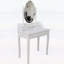 White Princess Vanity Desk Set with LED Light Mirror, 4-Drawer Storage, and Cushioned Stool for Girls' Bedroom