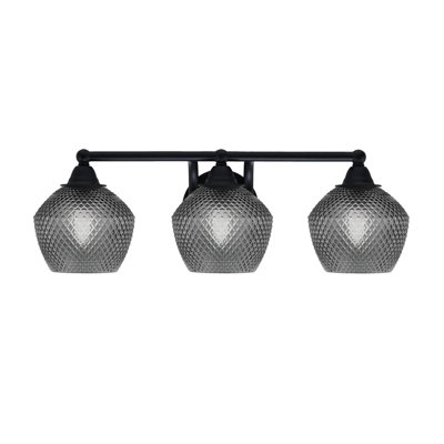 Mukkesh 3 Light Bath Bar Matte Black Finish 6" Smoke Glass