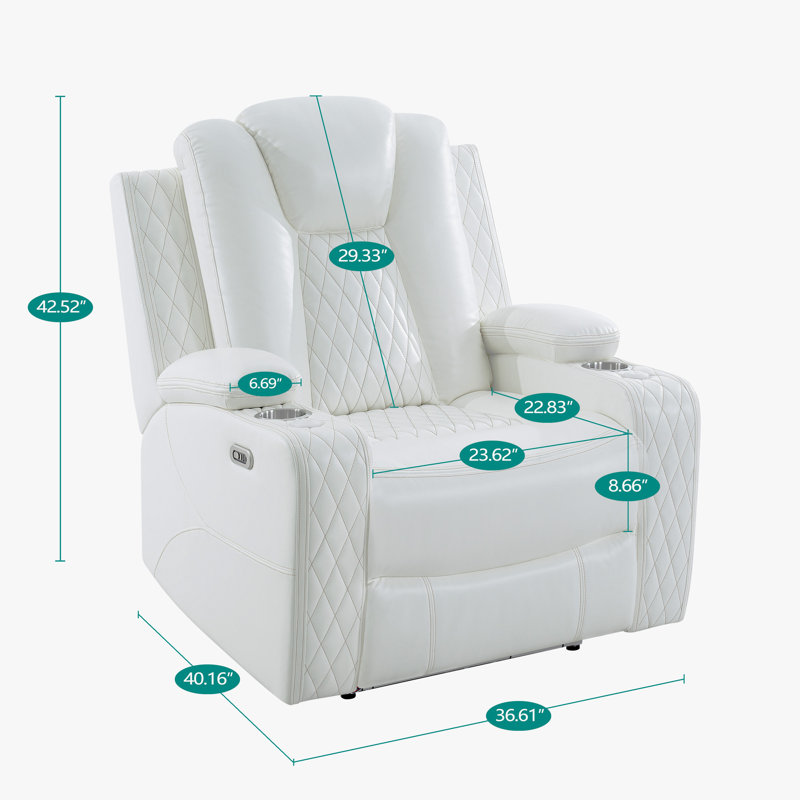 Fauteuil de mouvement et causeuse de luxe avec appui-tête réglable, Blanc