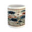 Winston Porter Rustic Ceramic Coffee Mug Modern Botanical Wild Floral 11 oz Warm Taupe Dark Blue Ruby