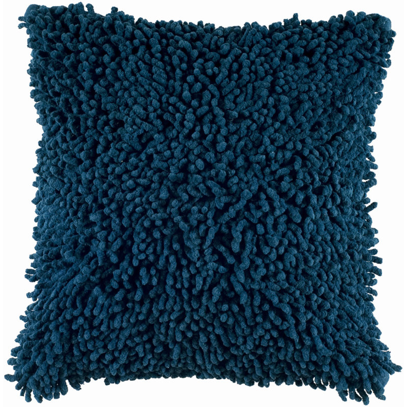 Daysha Shag 100% Cotton Throw Pillow, Peacock Blue