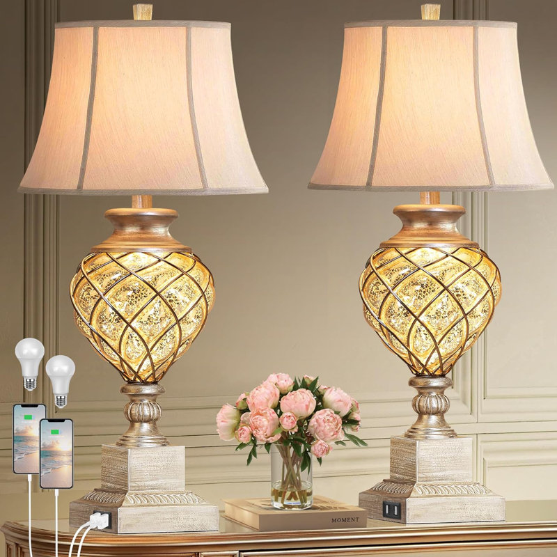 Lampe de table moderne en verre au mercure 29 po Jansel