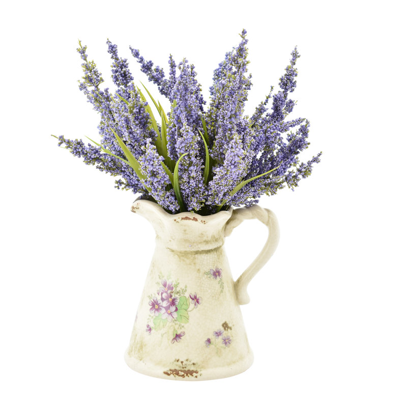 Heather Floral Arrangement in Pitcher, Lavender