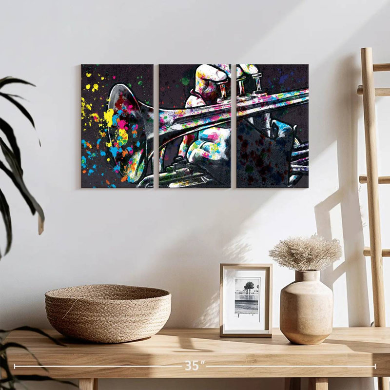 Trompette Splash of Color, reproduction d'art sur toile, H 12 po x l 26 po x P 1 po