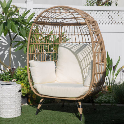 Chaise longue en osier avec support et coussins Ciauna Wicker Oasis