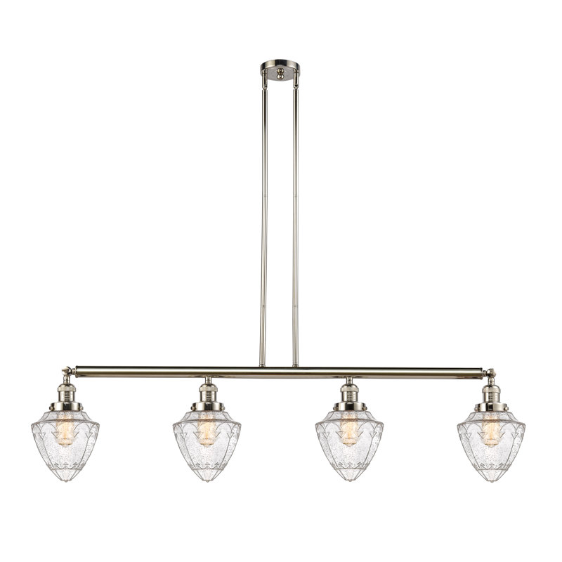 Balle - 4 lumières - 50 po - Nickel poli - Tige suspendue - Îlot réglable, Seeded, Seedy, Polished Nickel