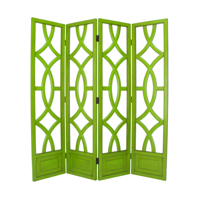 Cloison pliante 4 panneaux l 72 po x H 76 po Bridget, Vert papillon de nuit vieilli, 4