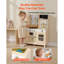 Play Kitchen for Kids, Wooden, Kids Kitchen Playset with Realistic Lights & Sounds, Food & Cookware, Modern Style Pretend Play Toy Set, Ice Maker, Microwave, for Toddlers, Ages 3-8