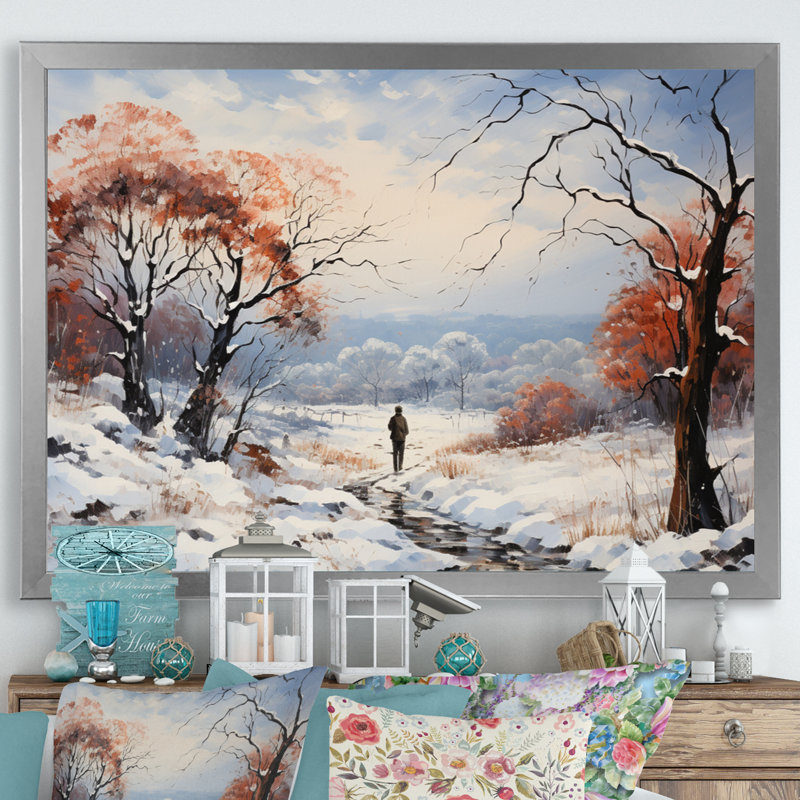 Winter Winter Solitude - Paysages, art mural, salon, H 12 po x l 20 po x P 1 po, Cadre simple argenté