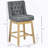 Counter Height Bar Stools Set of 2, 180 Degree Swivel Barstools, 27" Seat Height Bar Chairs with Solid Wood Footrests and Button Tufted Design,-644197142