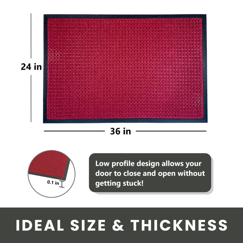 Zoeey Commercial Non-Slip Outdoor Door Mat, Maroon, 24" W x 36" L