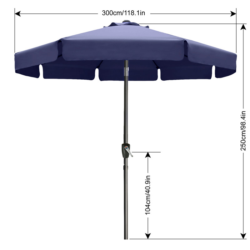 Parasol de marché 9 pi Hobert, Bleu marine, H 96,4 po x l 118 po x P 118 po