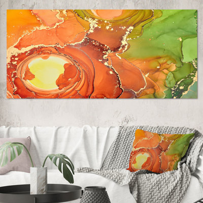 «Brown and Green Luxury Abstract Fluid Art», peinture sur toile