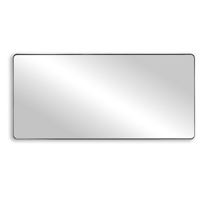 Miroir de salle de bain à rebord noir 28 po x 60 po avec cadre en métal noir et verre trempé incassable pour salle de bain