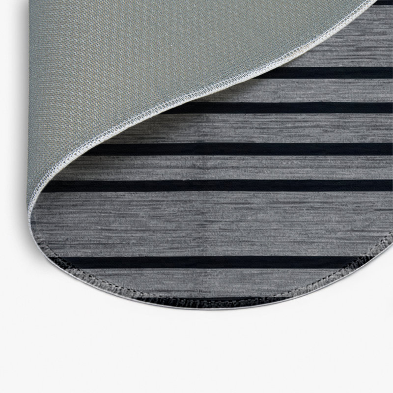 Tapis intérieur / extérieur gris HorizontalStripes, Rond 5 pi