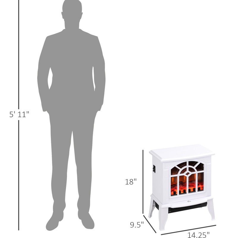 Foyer électrique de 18 po, affichage de l'unité de chauffage à effet de flamme, réglable de 750 W / 1 500 W, portable, protégé contre la surchauffe, blanc, ajoute de l'ambiance et du confort à la maison