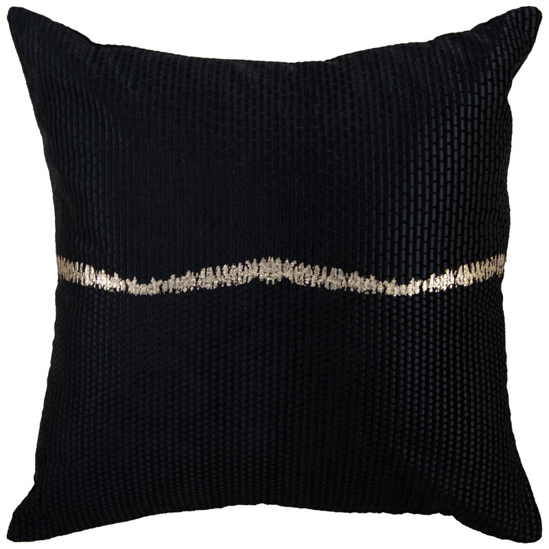 Down Filled Glam Accent Throw Pillow, Black/Gold