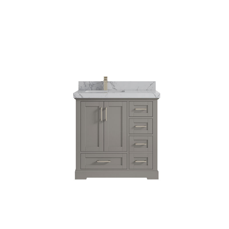 Boston 36 po X P 22 po D Meuble-lavabo décalé gauche en peau d'éléphant, Venatino