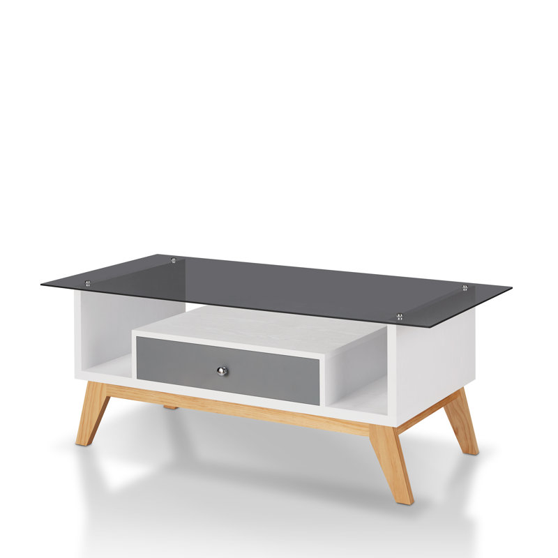 Four Leg Coffee Table with Storage, Grey